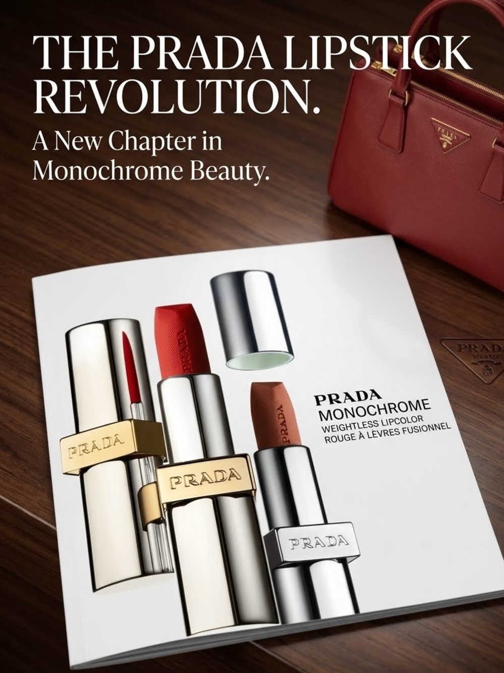PRADA Monochrome Lipstick 4-Shade Sample Card NIP